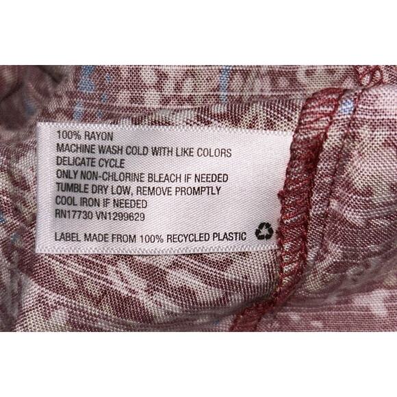 NWT Knox Rose Extra Small XS Burgundy Paisley Long Sleeve V-Neck Tunic/Top - Picture 5 of 6